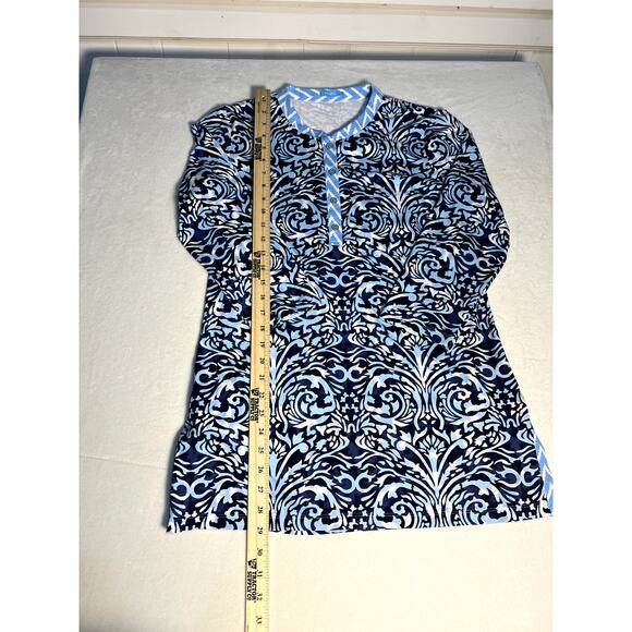J. McLaughlin Catalina Cloth Blue Scroll Dress Size Large - Picture 5 of 8